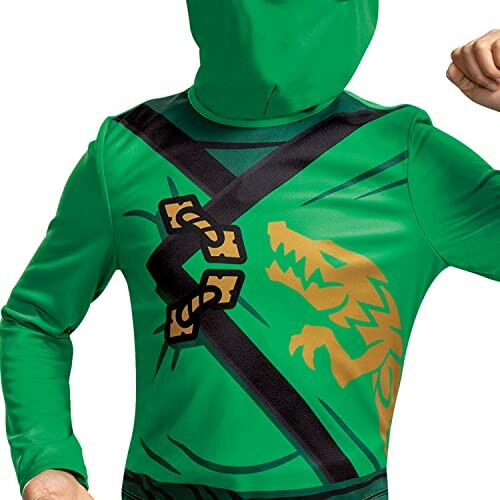 Person in green costume with dragon design